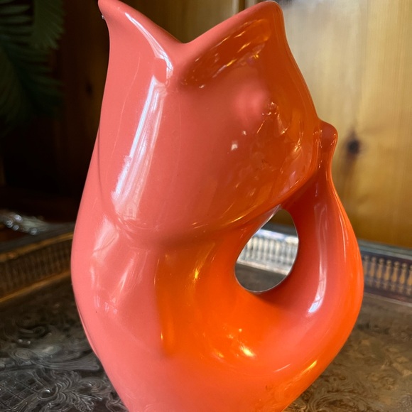 Gurgle Pot Fish Shaped CORAL Pitcher Vase 6.5” 12oz Original 2006 - Picture 2 of 6